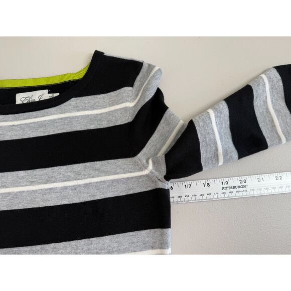 Eliza J Striped Sweater Dress Womens Size Medium Fit & Flare Gray Black White - Picture 8 of 11